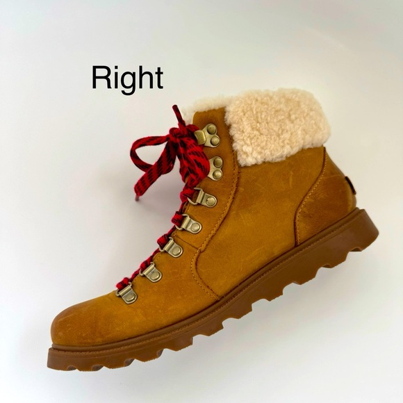Sorel Ainsley Conquest Brown Lace Up Leather & Shearling Ankle Boots 9 M - Picture 8 of 13